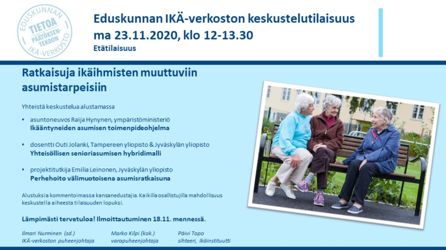 Ratkaisuja ikäihmisten muuttuviin asumistarpeisiin