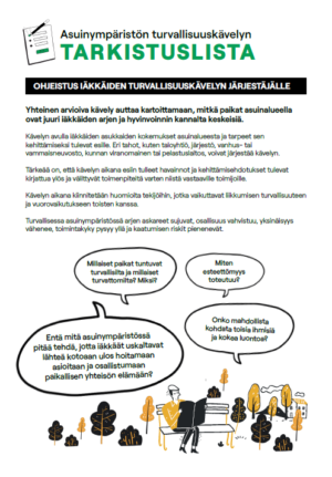 Asuinympäristön turvallisuuskävelyn tarkistuslista