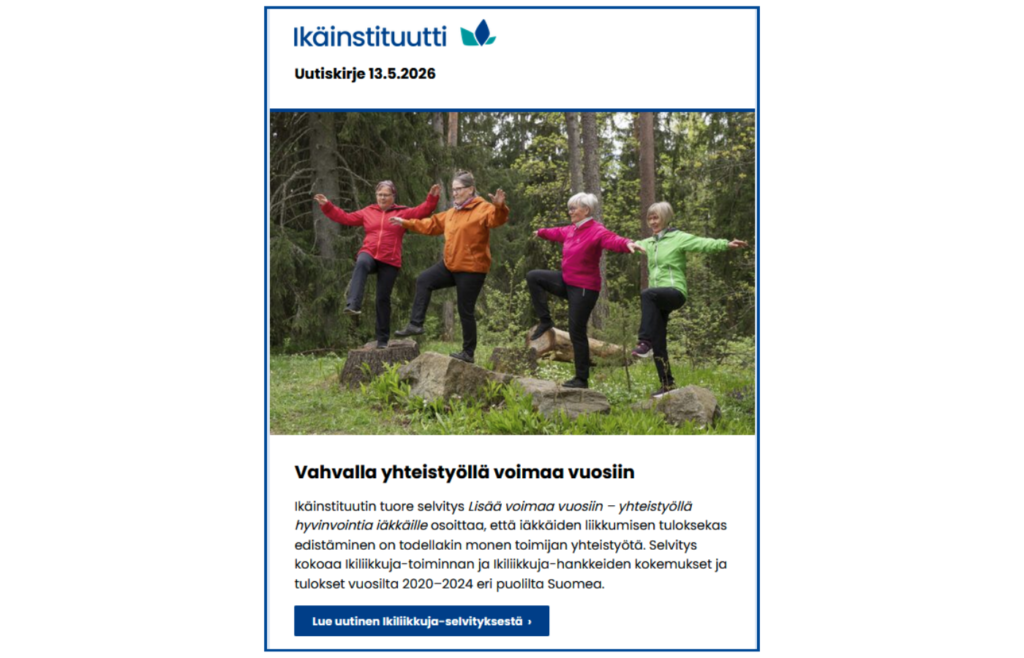 Uutiskirjeen etusivu