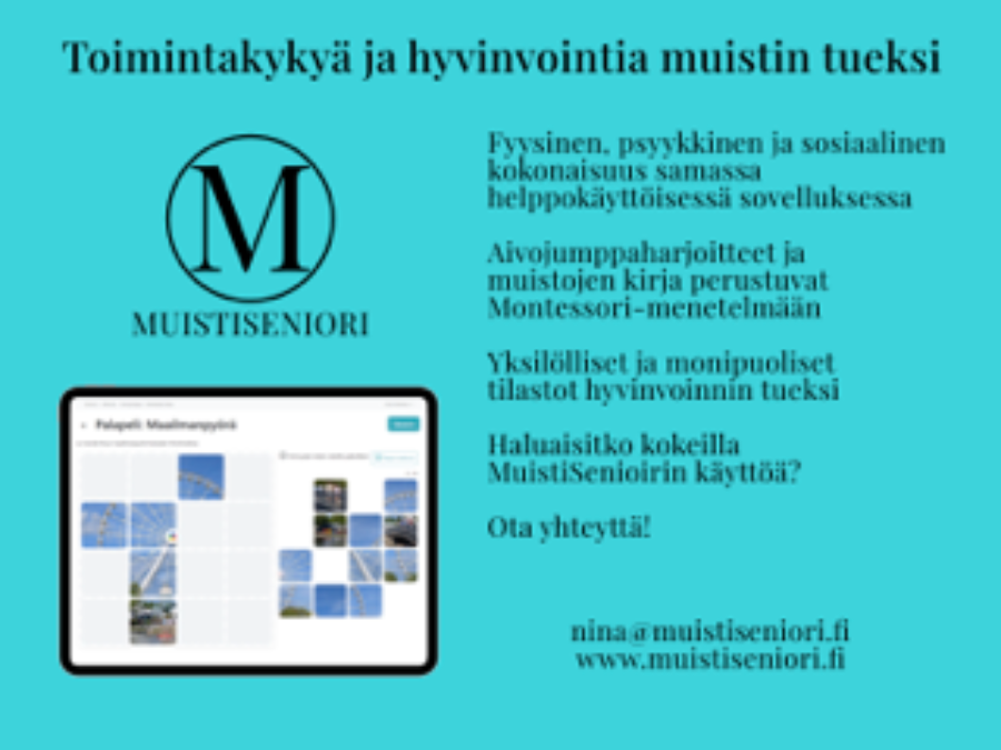 MuistiSeniori hyvinvointisovellus palvelu